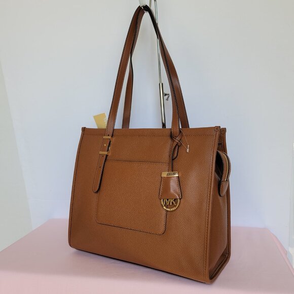 MICHAEL KORS Darien Pebbled Leather Medium Tote w Front Slip Pocket-🎈⭐ - Picture 5 of 16